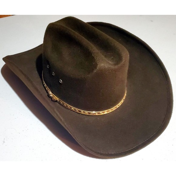 Western Express Inc. Other - Western Express Inc Cowboy Hat Unisex Faux Felt Elastic Band Fit S/M Brown
